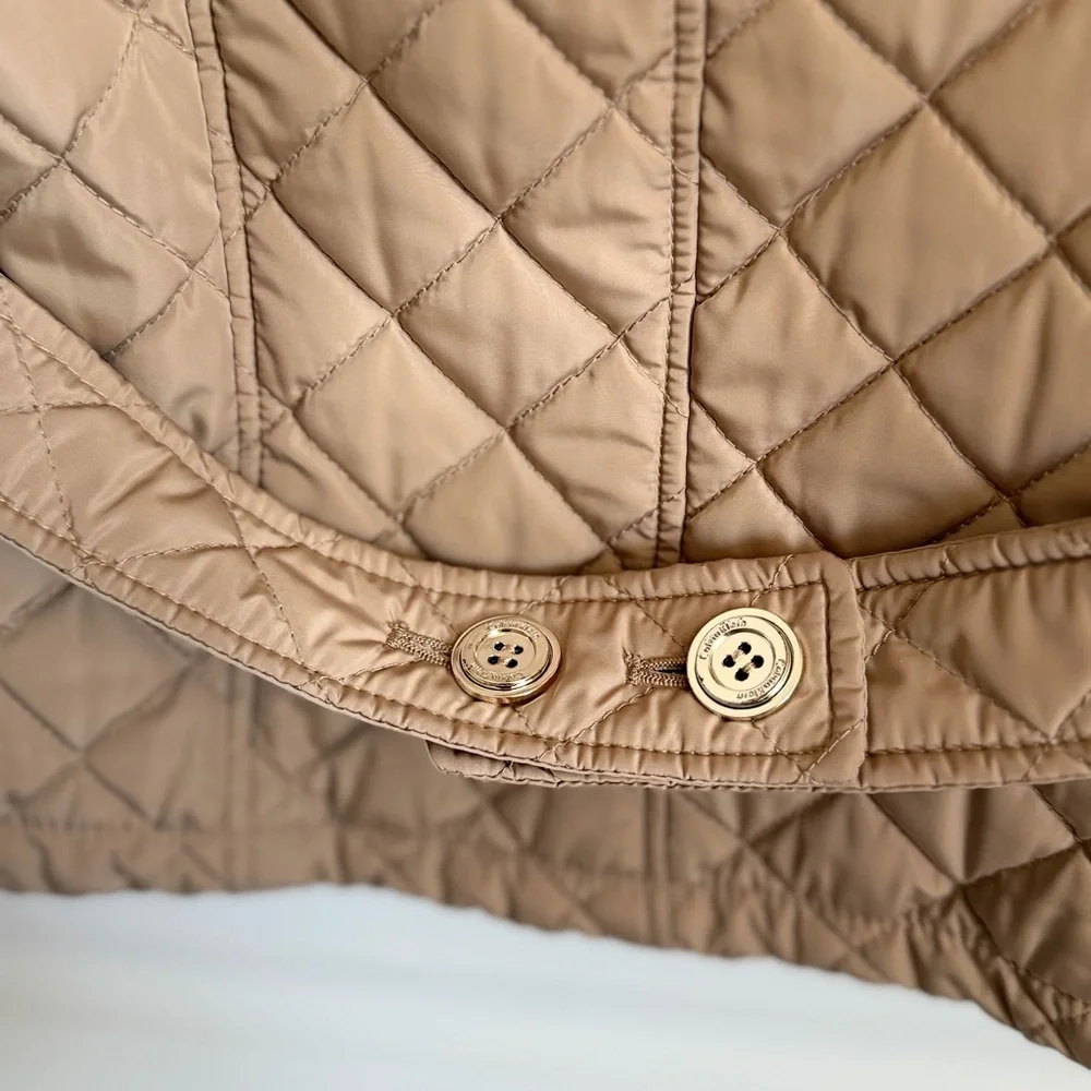 Calvin Klein Quilted hooded jacket tan/neutral size x-small
